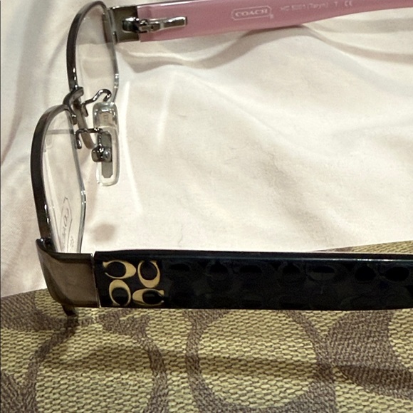 Coach Women's Eye Glass Frame with Pink and black arms. - Picture 3 of 5